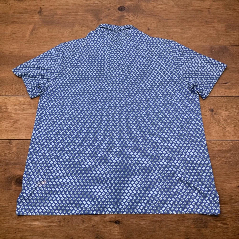 Polo Ralph Lauren Mens (L) Blue Paisley Short Sleeve Polo Shirt Classic Fit FLAW